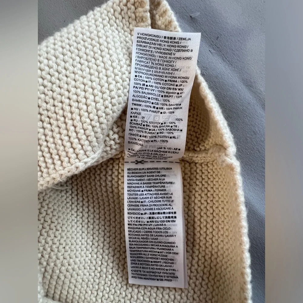 Baby Gap Baby Sweater 3-6 Months Hooded Cardigan Brannan Bear Beige‎ Ears Cotton